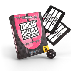 Zungenbrecher Partyspiel mit Karten & Würfel, ab 16+, sprachliches Spielzeug für Erwachsene