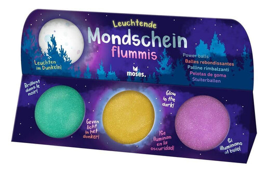 Leuchtende Monscheinflummis - violett,gelb,grün Moses