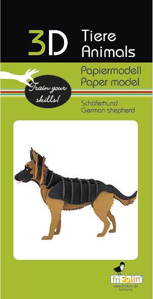 3D Schäferhund Papiermodell Fridolin