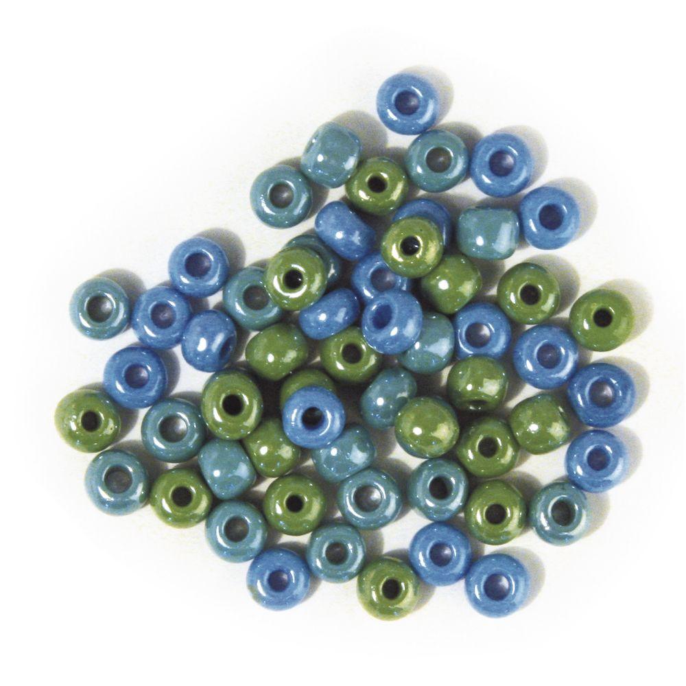 Glasperlen-Opak grün/blau - groß