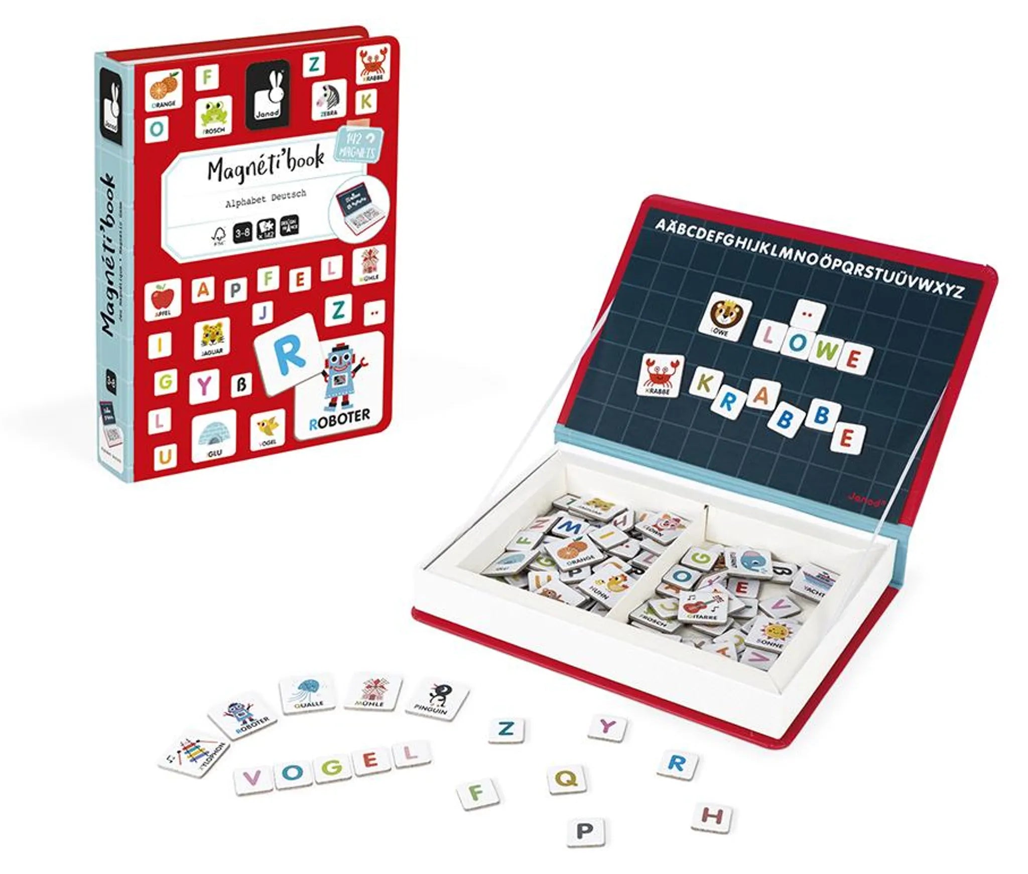 Magneti'book Alphabet Deutsch – Lernspielzeug mit Magneten für Kinder, Buchstaben & Wörter spielerisch lernen