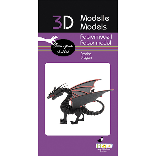 3D Drache Papiermodell Fridolin