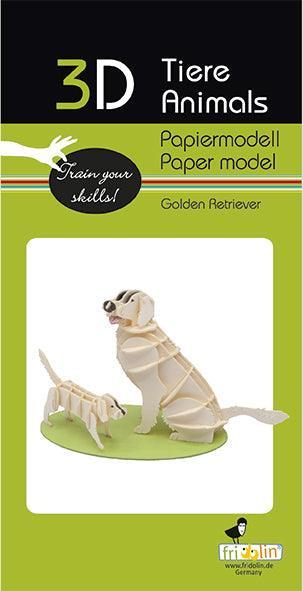 3D Golden Retriever Papiermodell Fridolin