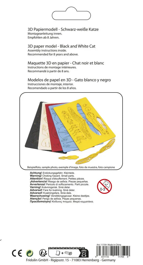 3D Katze Papiermodell - Fridolin
