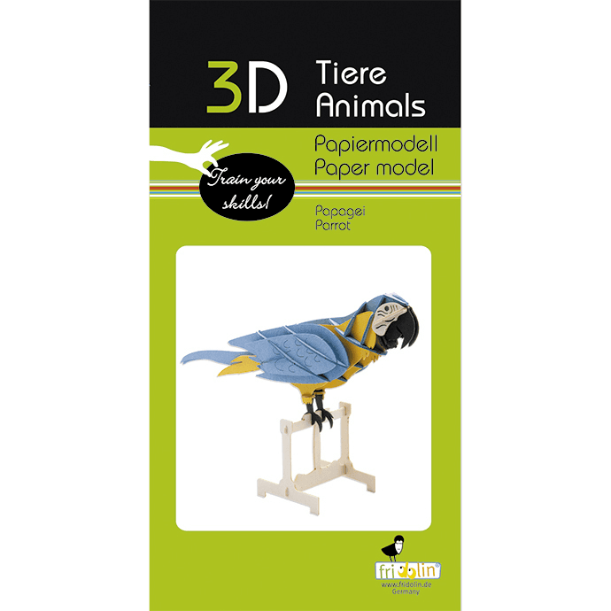 3D Papagei Papiermodell Fridolin