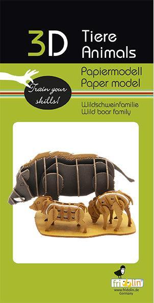 3D Wildschweinfamilie Papiermodell Fridolin