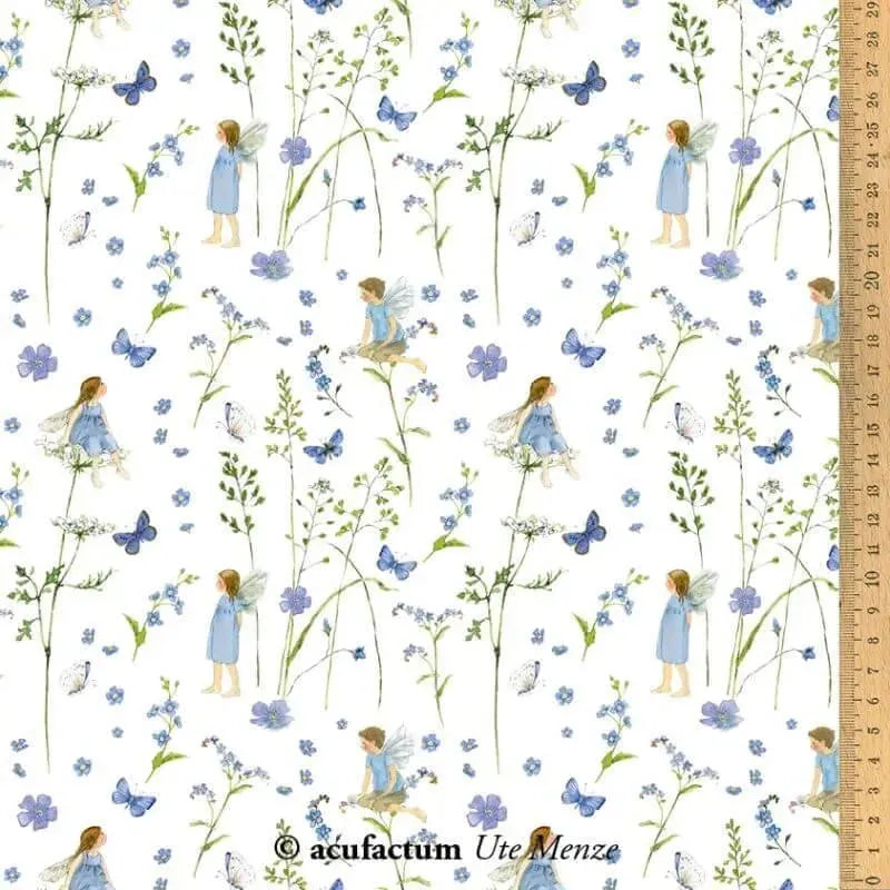 Baumwollstoff Elfengarten blau Acufactum