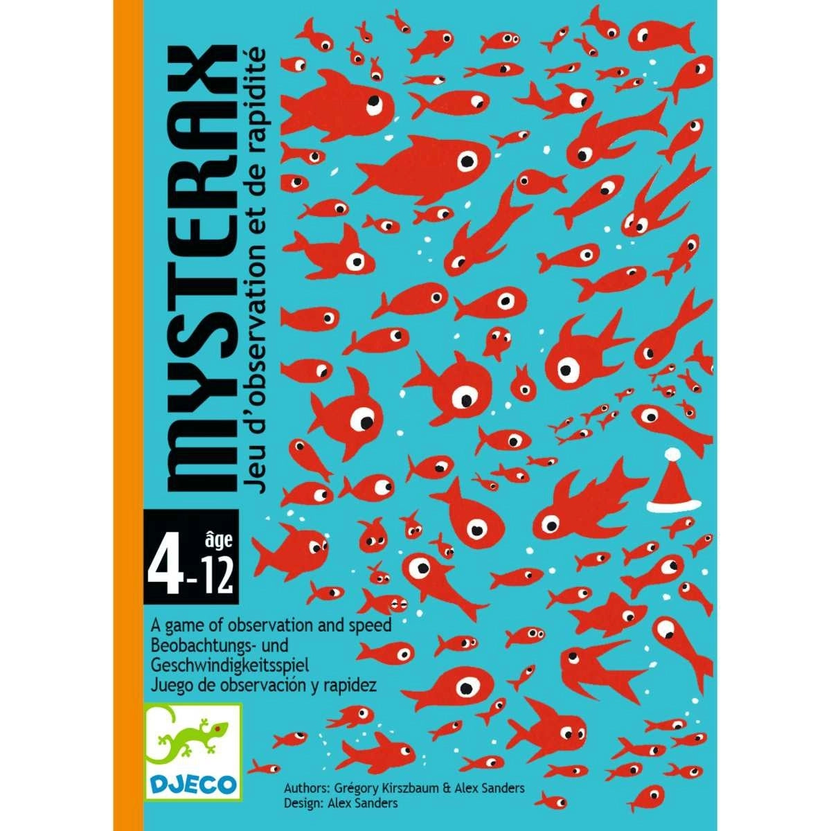 Mysterax Beobachtungs- und Geschwindigkeitsspiel für Kinder ab 4 Jahren mit roten Fischen und Weihnachtsmütze