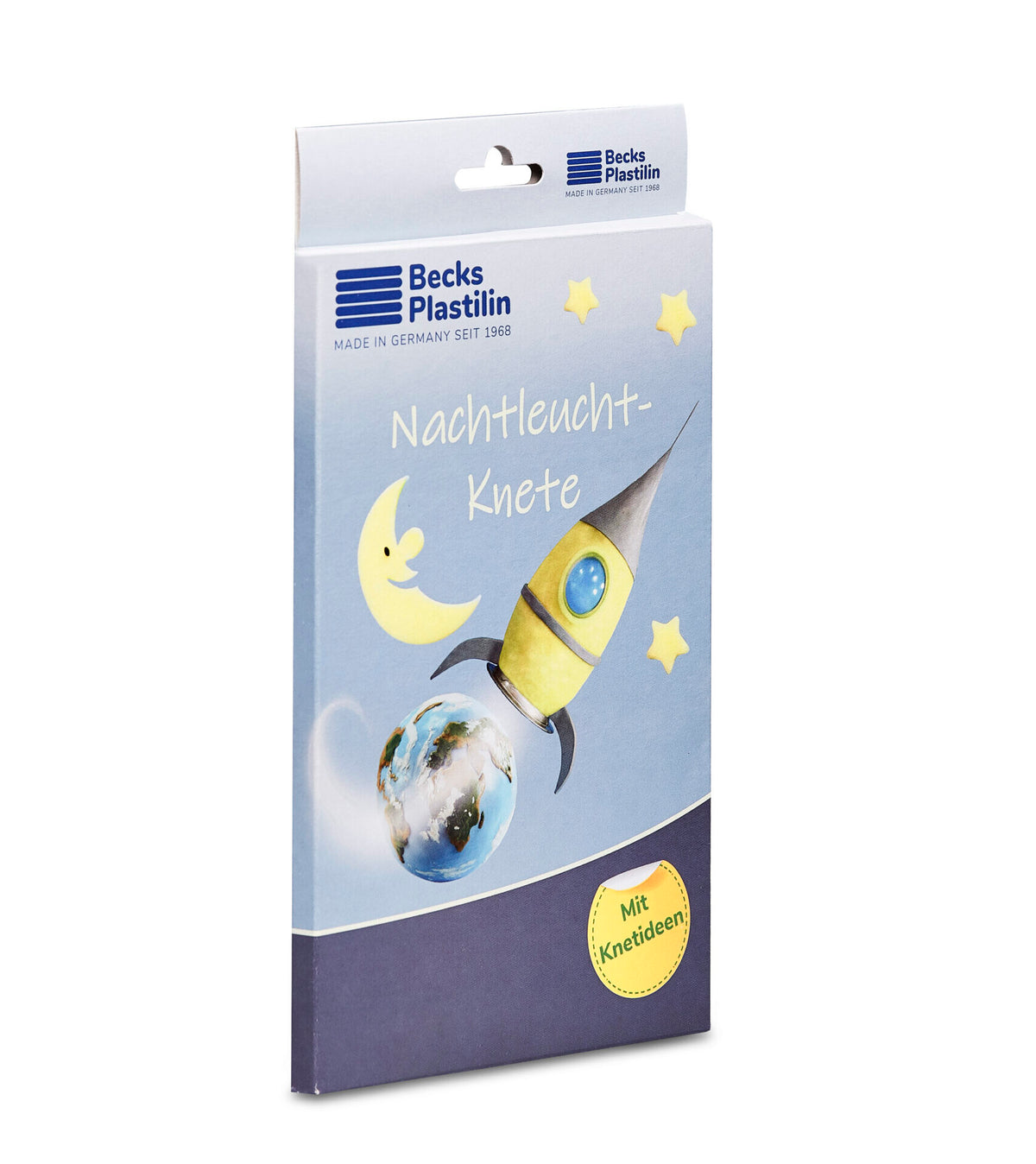 Becks Plastilin Nachtlicht-Knete mit Rakete, Mond und Sternen – kreatives Knetspielzeug für Kinder