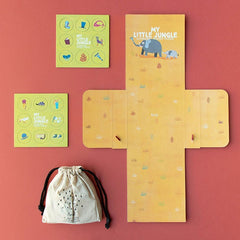 My Little Jungle Pocket Puzzle mit Elefanten, bunten Karten und Stoffbeutel für Kinder