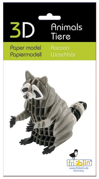 3D Waschbär Papiermodell Fridolin