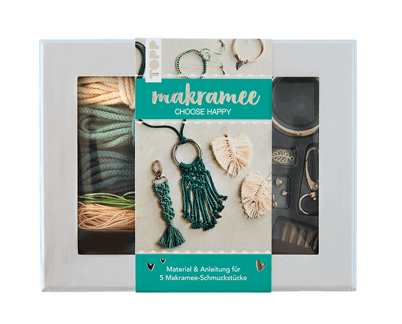 Makramee-Schmuckset "Choose Happy" (Petrol/Natur) Topp Verlag