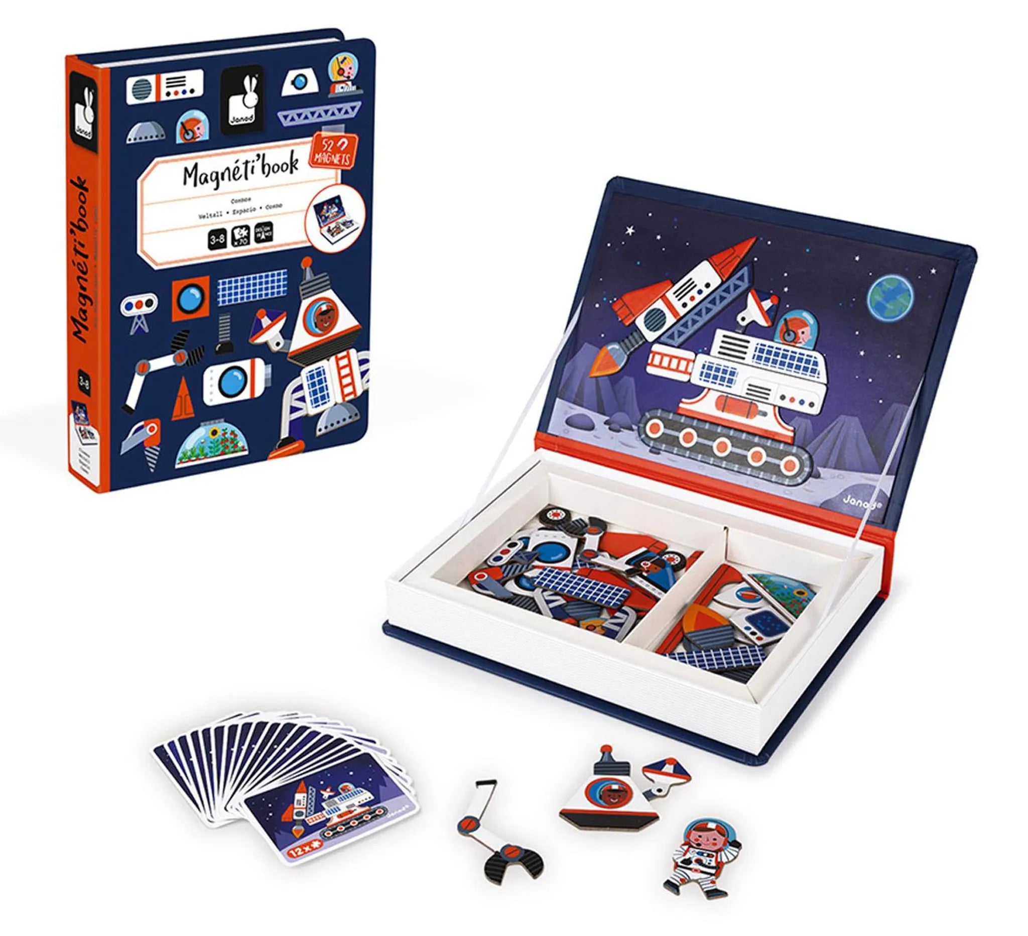 Magnetisches Spielbuch mit Weltraum-Magneten und Aufgabenkarten für Kinder ab 3 Jahren