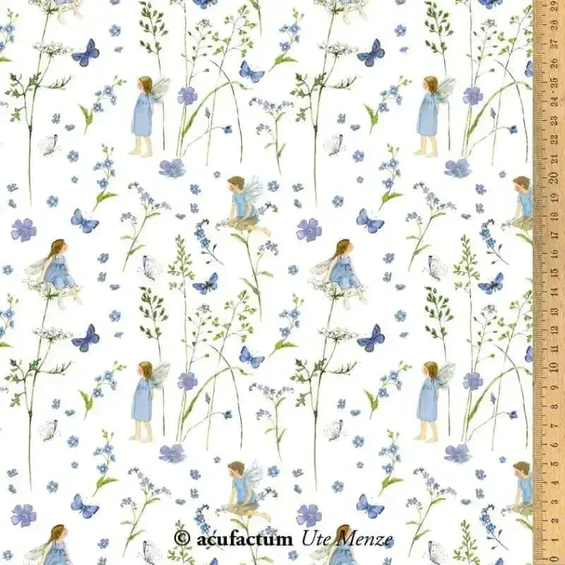 Baumwollstoff Elfengarten blau Acufactum