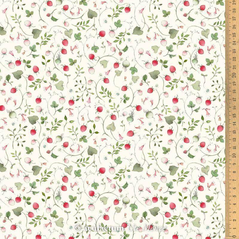 Baumwollstoff Erdbeerfeld Acufactum