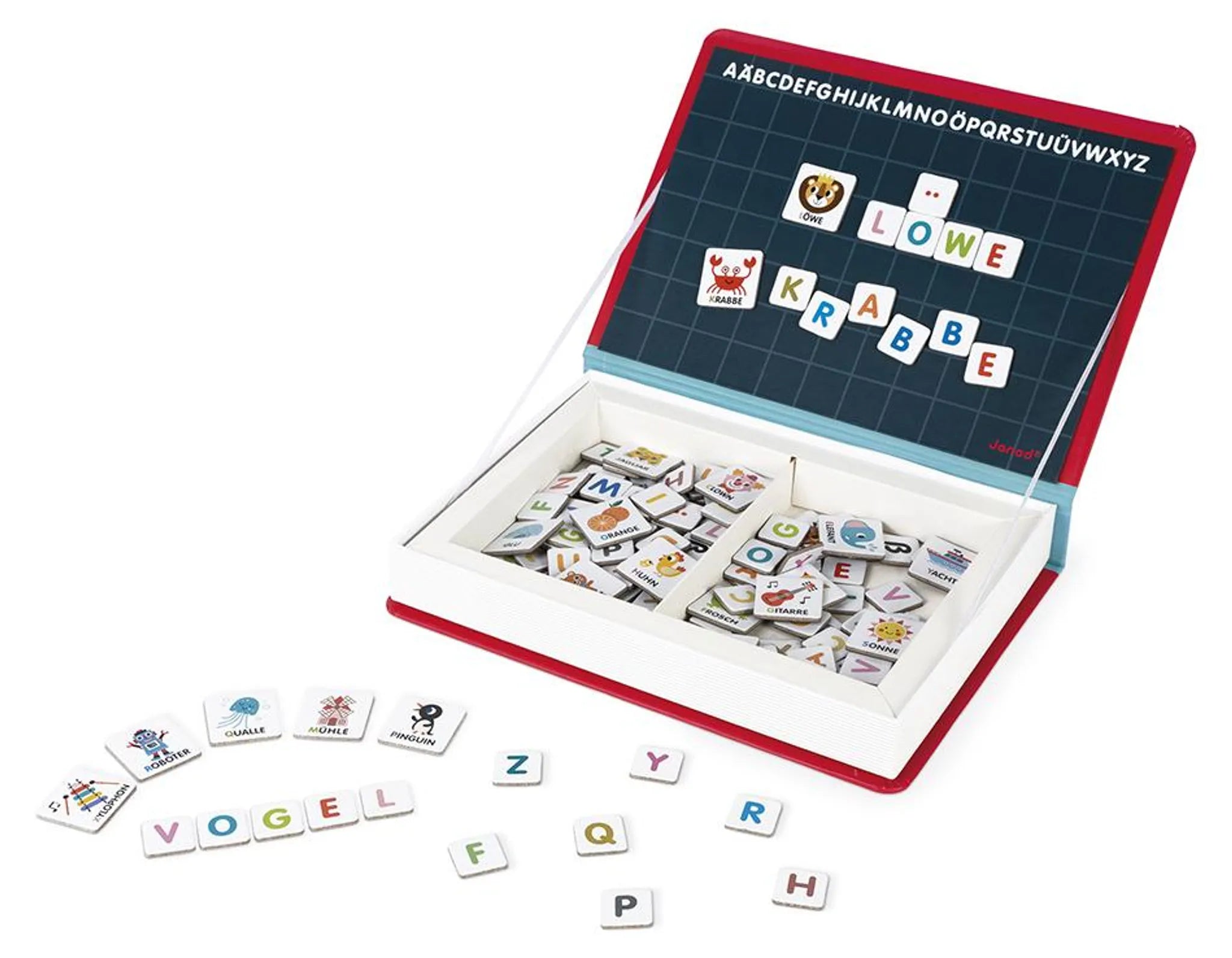 Buchstaben-Spielzeug mit Bildkarten für Kinder, Lernen durch Spielen, nachhaltiges Alphabet-Spiel