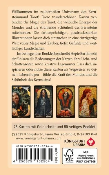 Bernsteinmond Tarot - 78 Tarotkarten und 80-seitiges Booklet - 4250375102564 Königsfurt Urania