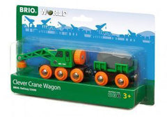 BRIO grüner Kranwagen + Anhänger Brio