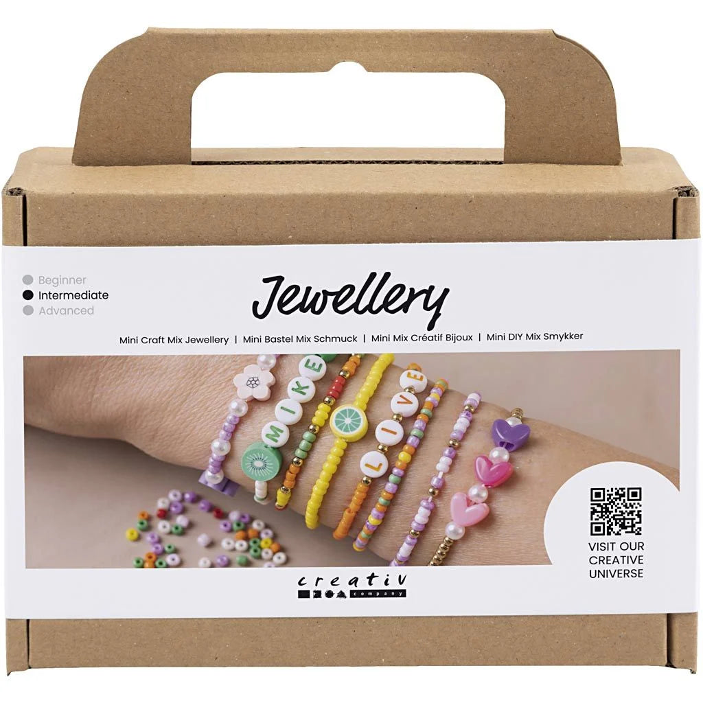 DIY Schmuck Bastelset mit bunten Perlen und Herz-Anhängern für Kinder, ideal für kreative Bastelprojekte