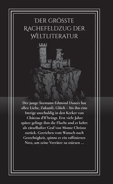 Buchcover von Der Graf von Monte Christo mit Illustration einer Burg auf einem Felsen.