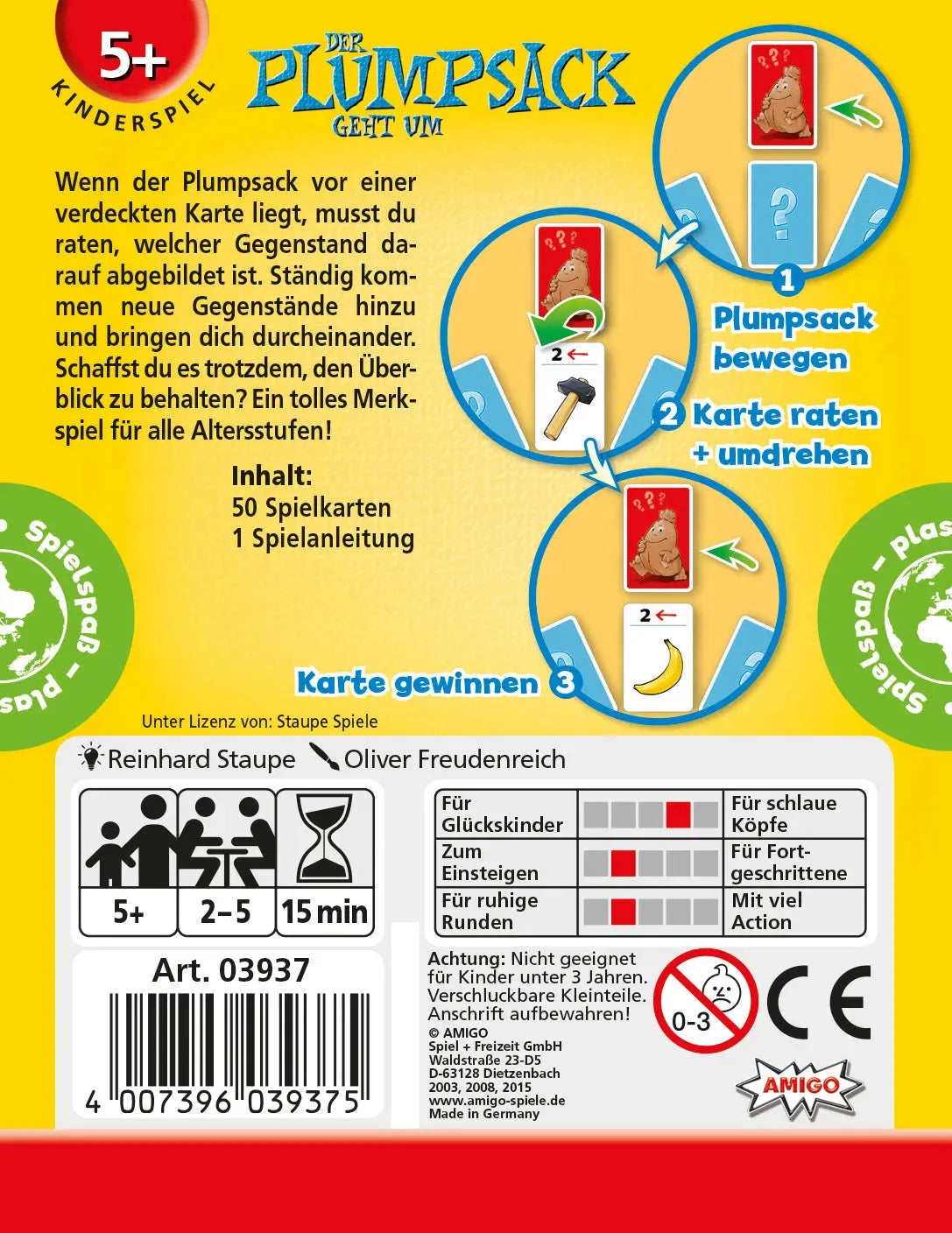 Der Plumpsack geht um - Spannendes Memo-Kartenspiel für die Familie - 03937 Amigo