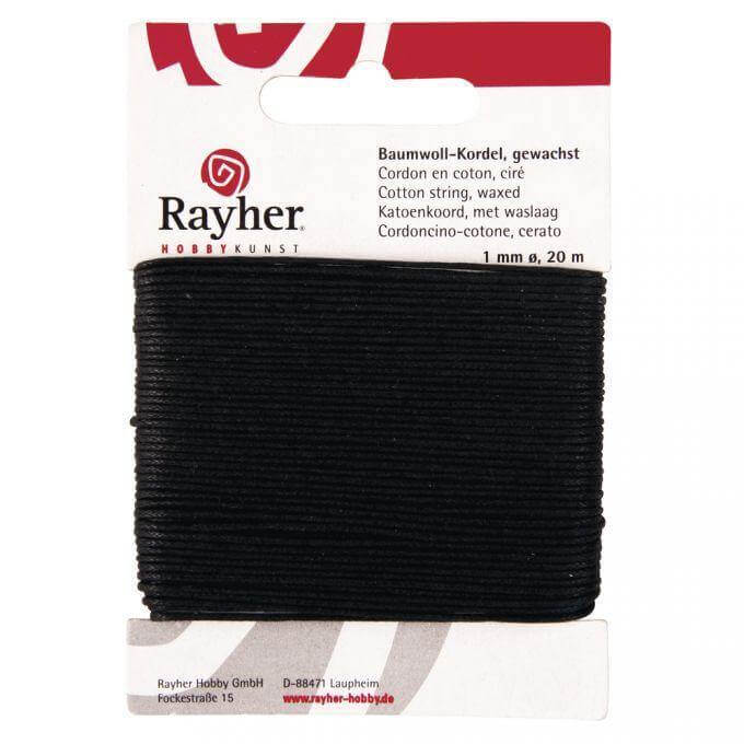 Gewachste Baumwollkordel - Schwarz Rayher