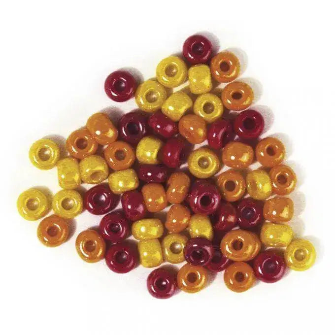 Glasperlen-Opak rot/gelb - klein Rayher