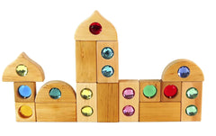 Glitzernde Holzbausteine - Mini Mix Box - 16 Teile - 91370266 Bauspiel