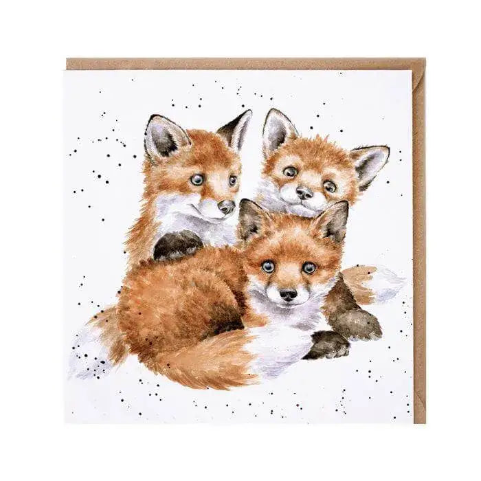 Grußkarte - Drei Fuchsbabys Wrendale