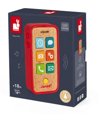 Holzhandy mit 7 Sounds Jura Toys