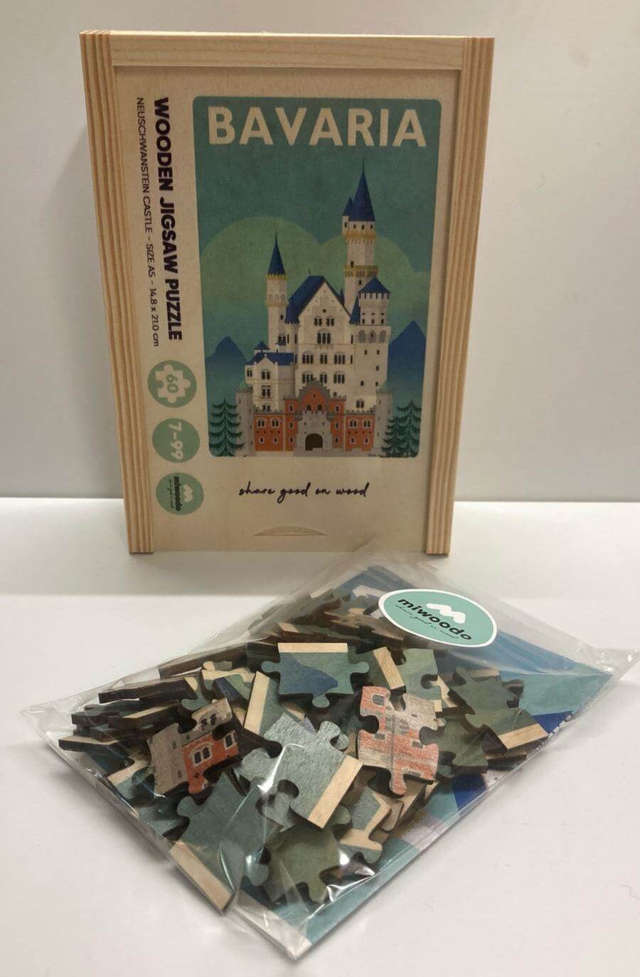 Holzpuzzle 60 Teile - Schloss Neuschwanstein Miwoodo