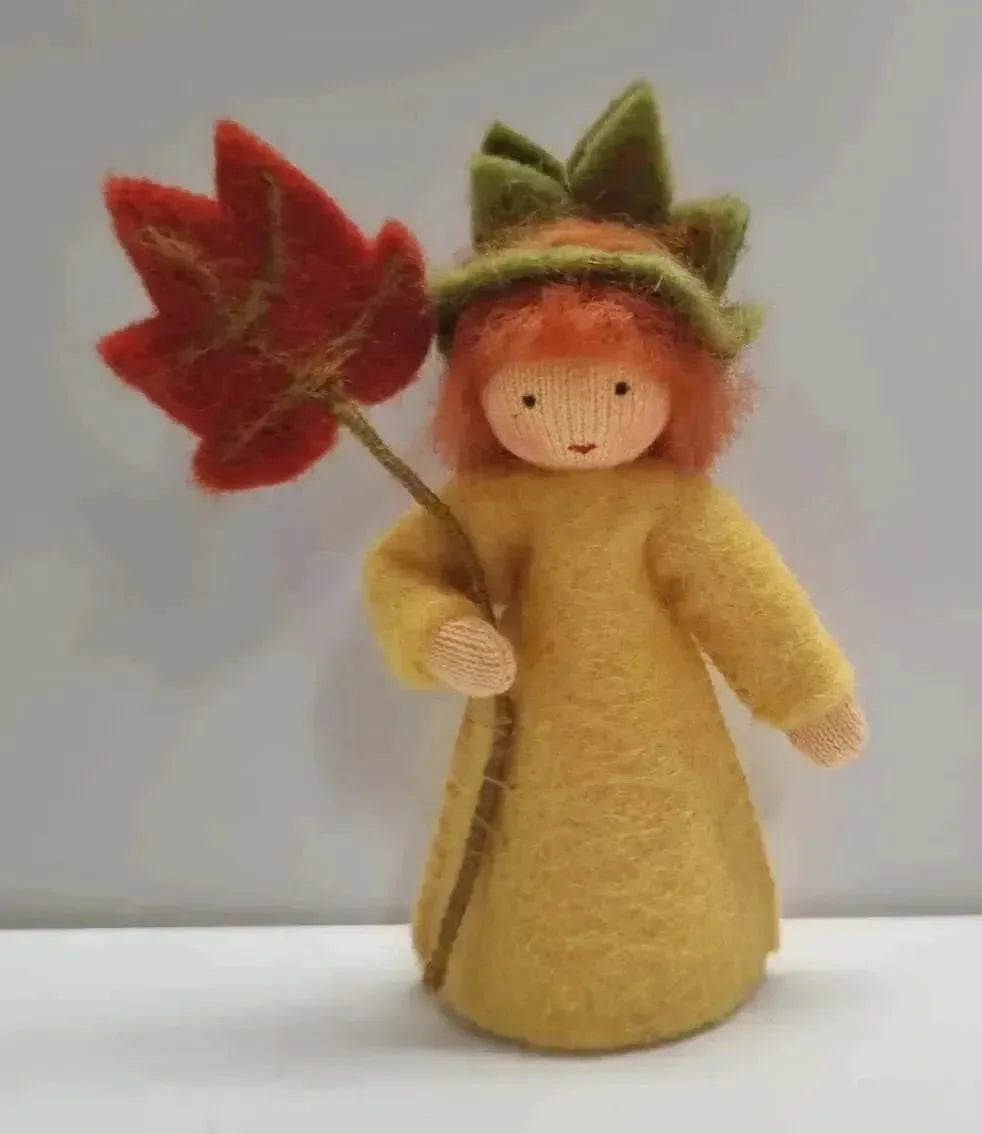 Jahreszeitenpüppchen Herbstblatt (großes rotes Blatt in der Hand) Ambrosius