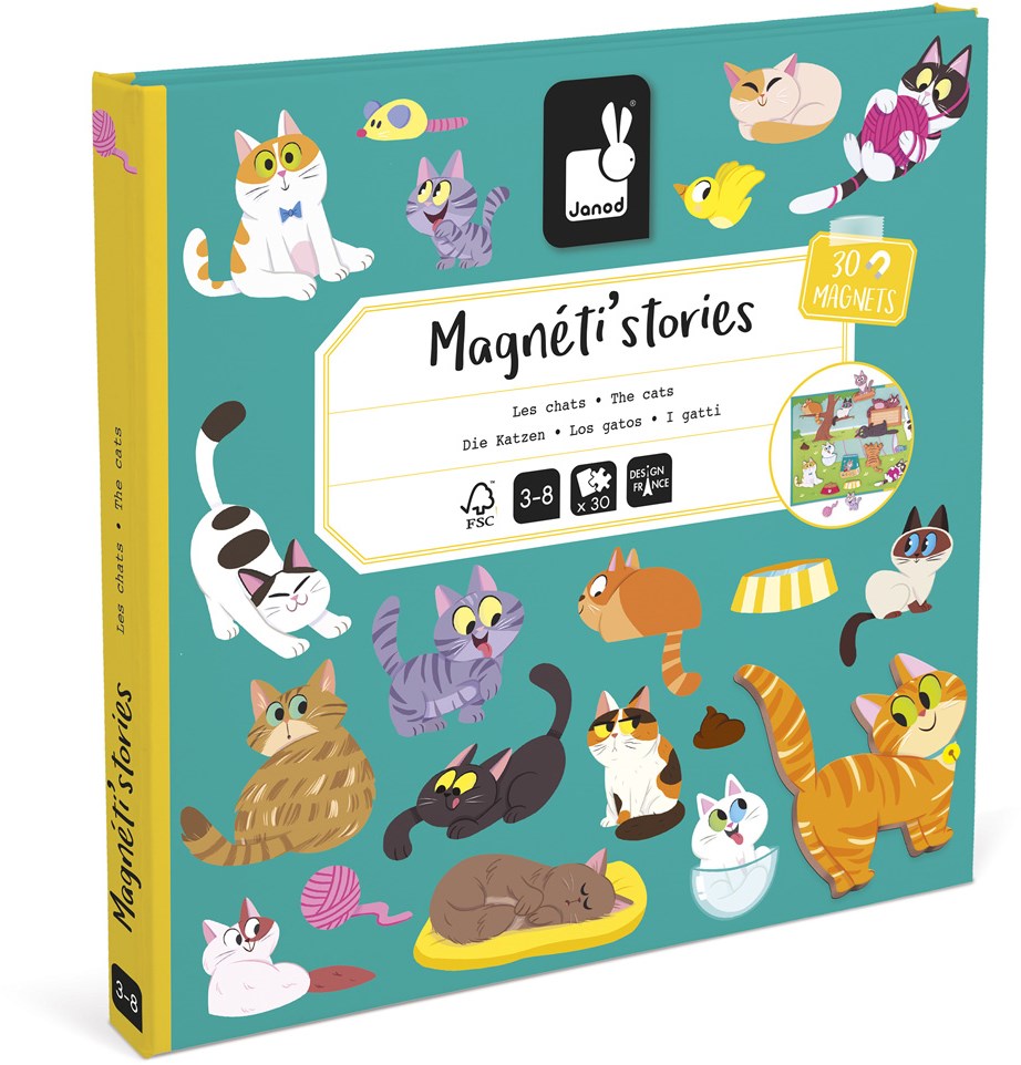 Magnéti’stories Katzen-Magnetspiel für Kinder 3-8 Jahre, nachhaltig, 30 Magnete, Design Frankreich