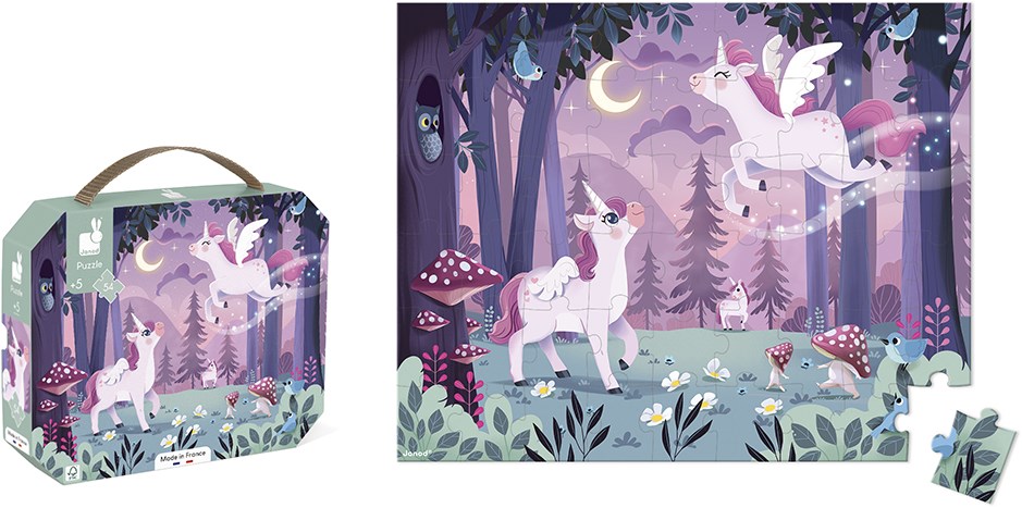 Magisches Einhorn-Puzzle mit Waldmotiv, nachhaltiges Kinder-Spielzeug für fantasievolles Spielen