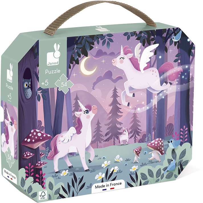 Magisches Einhorn-Puzzle mit Waldmotiv, 54 Teile, ab 5 Jahren, nachhaltig, Made in France