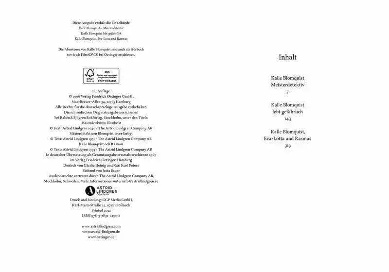 Kalle Blomquist Oetinger Verlag