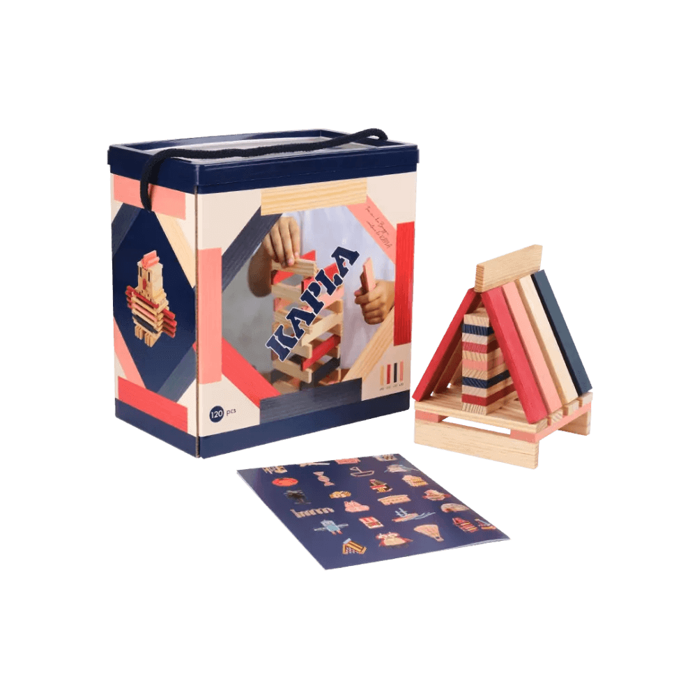 Kapla Box 120 Teile - rosa,rot,blau Kapla