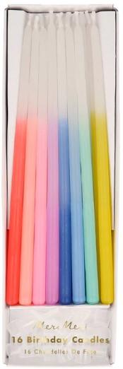 Kerzen in Regenbogenfarben spitz zulaufend Meri Meri