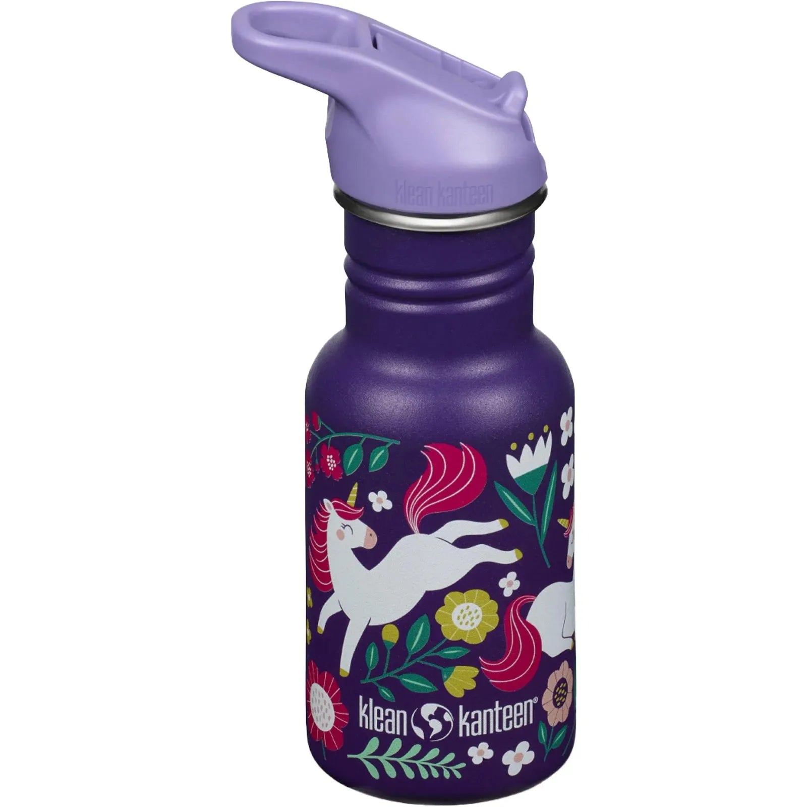 Klean Kanteen 355ml Edelstahl-Trinkflasche mit Flip Seal Sport Cap Kindertrinkflasche Einhorn - 1011206 Kleankanteen