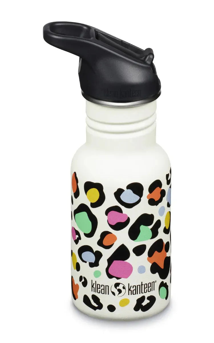 Klean Kanteen 355ml Edelstahl-Trinkflasche mit Flip Seal Sport Cap Kindertrinkflasche Leopard print - 1011210 Kleankanteen