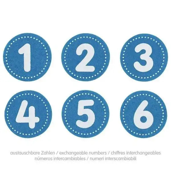 Krone Filz - blau - inklusive Zahlen 1-6 Goki