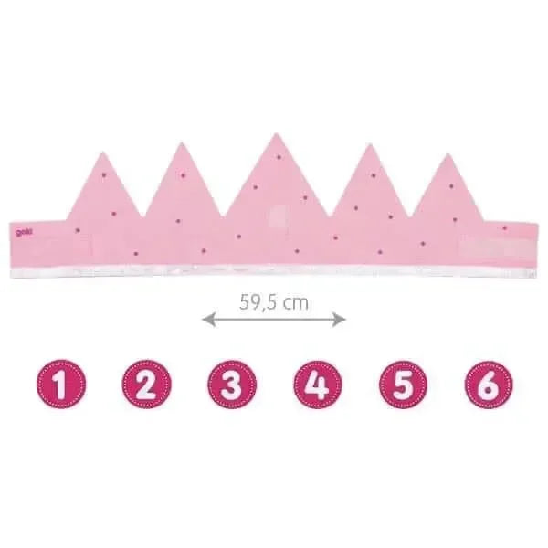 Krone Filz - rosa - inklusive Zahlen 1-6 Goki