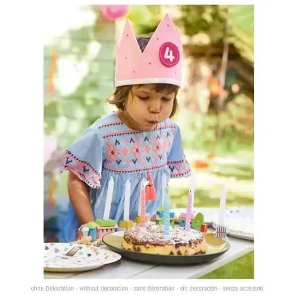 Krone Filz - rosa - inklusive Zahlen 1-6 Goki
