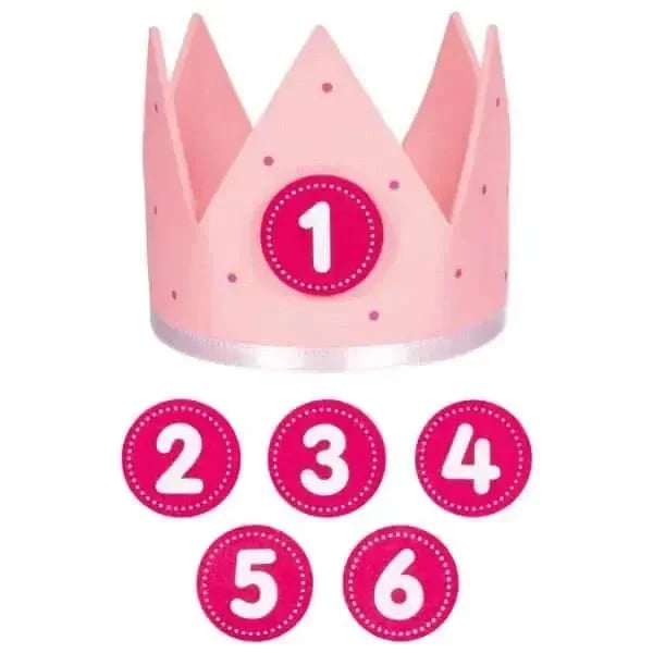 Krone Filz - rosa - inklusive Zahlen 1-6 Goki