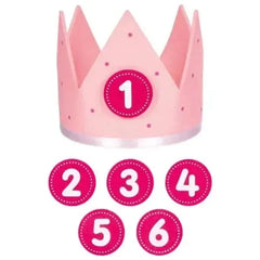 Krone Filz - rosa - inklusive Zahlen 1-6 Goki