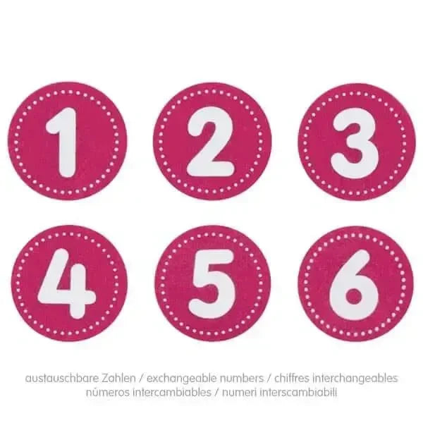 Krone Filz - rosa - inklusive Zahlen 1-6 Goki