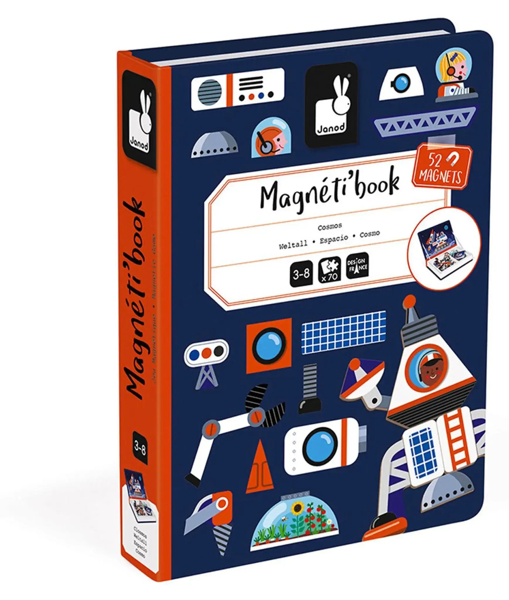 Janod Magnéti'book Cosmos: Magnetisches Spielbuch mit 52 Magneten für Kinder ab 3 Jahren, Weltraum-Thema