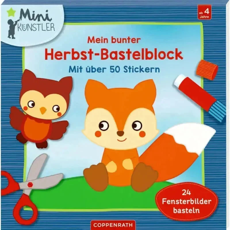 Mein bunter Herbst-Bastelblock - mit über 50 Stickern, 24 Fensterbilder basteln Coppenrath Verlag