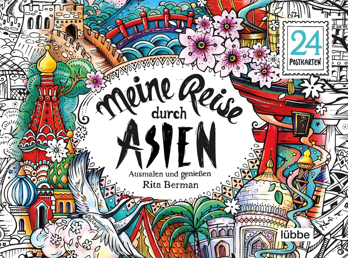Meine Reise durch Asien - ausmalen und genießen - 24 Postkarten Bastei Lübbe Verlag