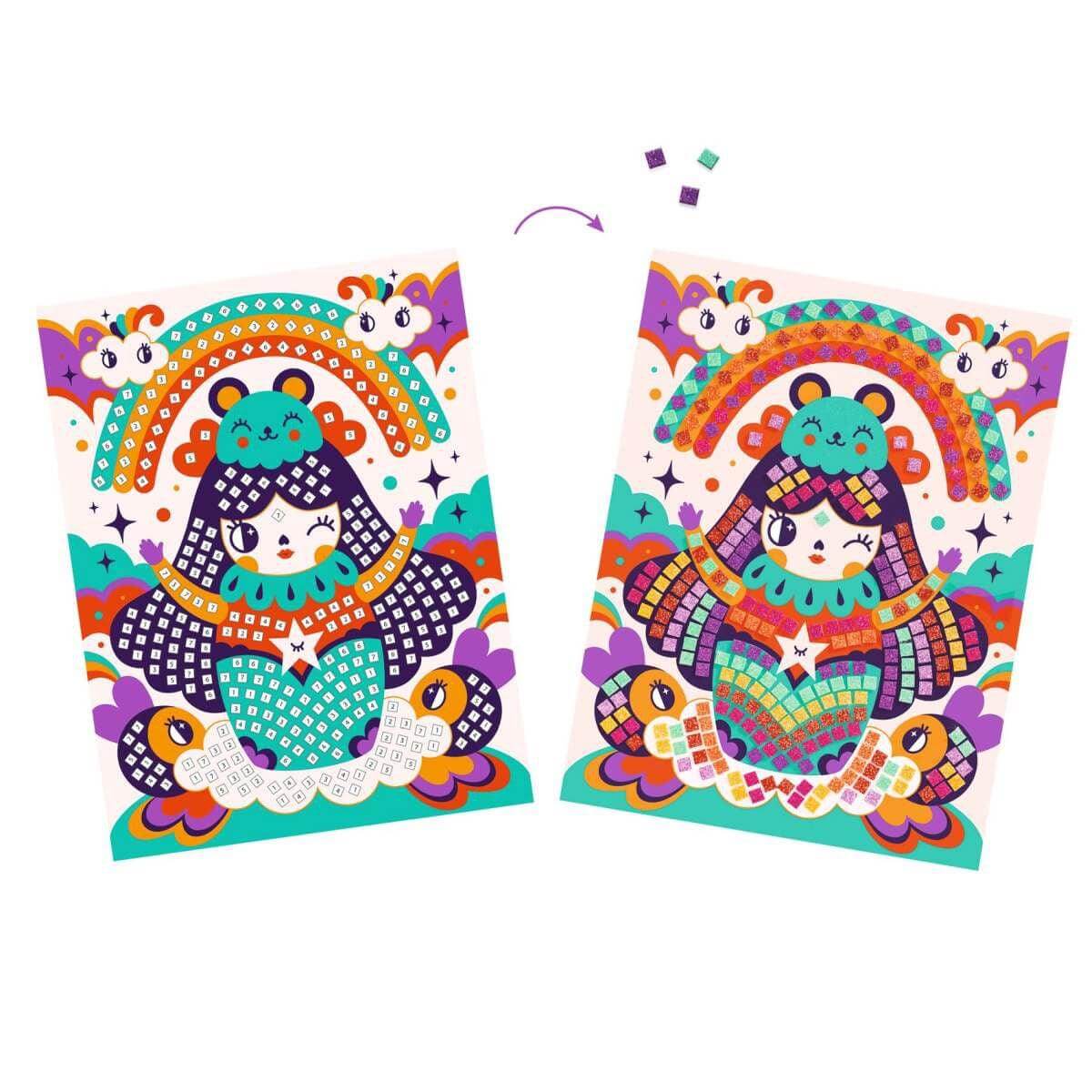 Mosaik Glitzer Kokeshi Djeco